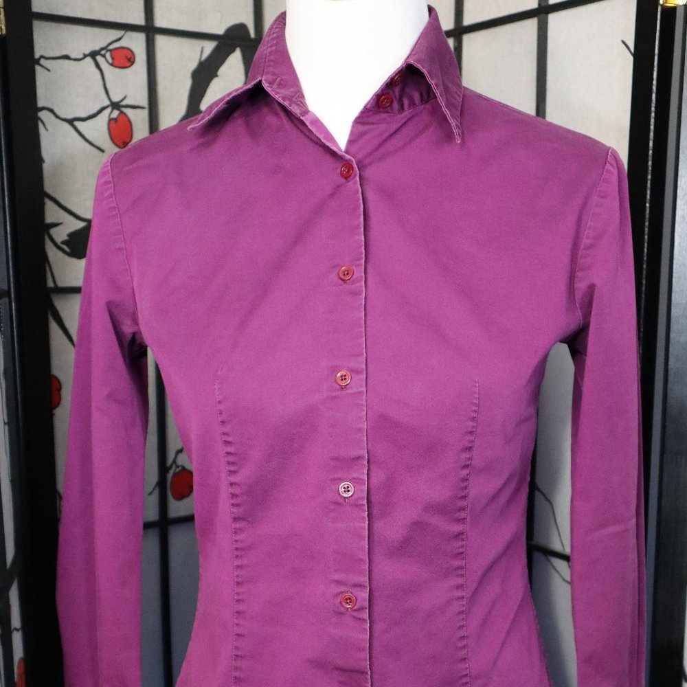 Express Long Sleeve Purple Stretch Dress Shirt, Size 3/4